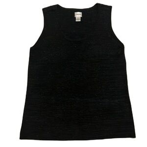 CHICO’S Casual Scoop Neckline Sleeveless Top, Black with Shine material, Size 3